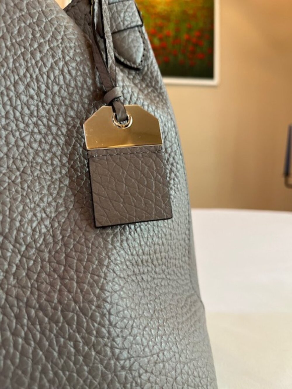 KATE SPADE | New York Gray Pebbled Leather Tote Hobo Shoulder bag-EUC - Picture 5 of 16